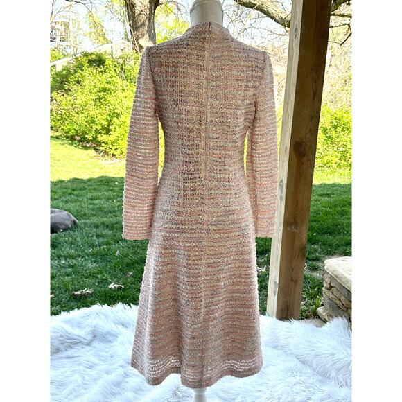 St John Long-sleeved Tweed Midi‎ Dress In Pink Size 8 $2157 - Picture 6 of 12